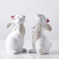 【美品】ウサギ　兎　白兎　陶器　置物　インテリア　工芸品　美術品　A2932 美品】ウサギ 兎 白兎 陶器 置物 インテリア 工芸品 美術品