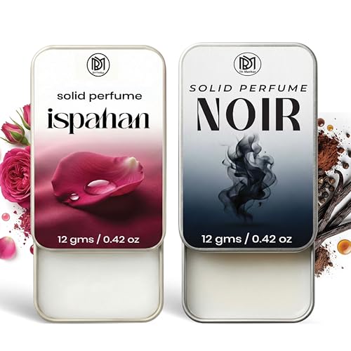 Image of Dr.Mashur Solid Perfume |Ispahan&Noir Alcohol Free Wax Perfume Balm, Long Lasting | Pocket Tin 12g, Pack Of 2| Non Greasy Smooth Glide, Travel Friendly Men And Women