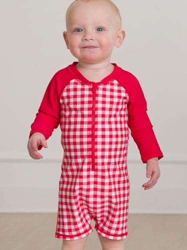 Image of RUGGEDBUTTS Baby /Toddler Boy Swimsuit, One Piece Zipper Rash Guard Sunsuit with UPF 50+ Sun Protection