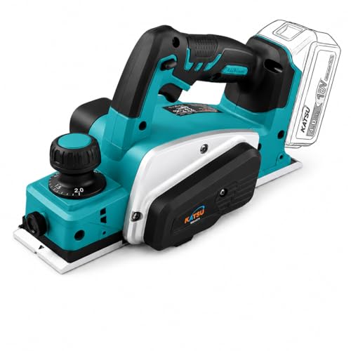 KATSU FIT-BAT 21V Akku-Hobel, Handhobel mit 82 mm Hobelbreite, bis 2 mm Spantiefe, 15000 U/min, zusätzliche Klingen enthalten, ohne Akku und Ladegerät 102781