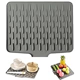 Conception antidérapante : Fabriqué en silicone antidérapant et résistant à l'usure, ce tapis d'égouttage en silicone maintient la vaisselle en place sur les surfaces glissantes.