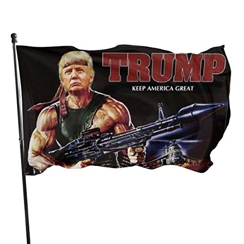 WENQI Trump 2020 Rambo Machine Gun Helicopter Outdoor Flag Home Garden Flag Banner Breeze Flag USA Flag Decorative Flag 3x5 Ft Flag
