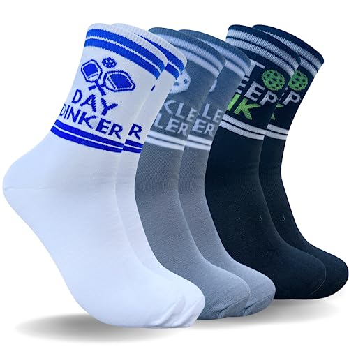 Monkey Stix 3 Pack Pickleball Socks Size 8-13 - Perfect Gifts For Pickleball Lovers and Accessories Pickle Ball Players Men and Women