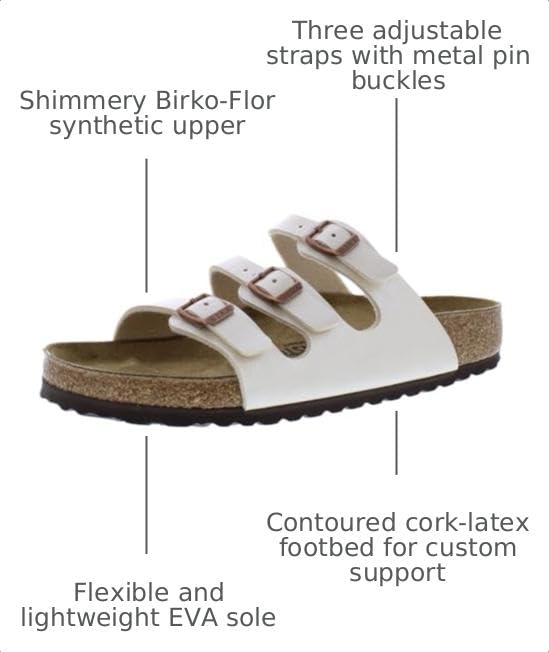 Image of Birkenstock Florida Unisex Shoes Size 4, Color: Graceful Pearl White /Dirty White