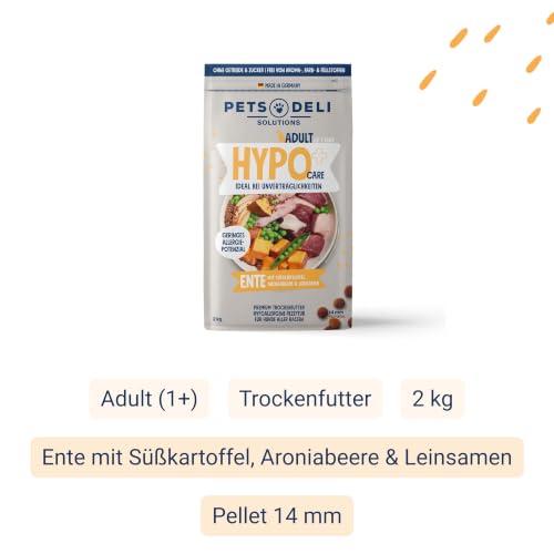 Pets Deli Sensitiv Trockenfutter für Hunde mit Ente & Süßkartoffel, 2kg