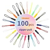 100PCS Zipper Pull, 25 Colors Zipper Pull Replacement Tap Paracord Zippers Extender Fixer for Dress Clothes Luggage Suitcase Handbags Jackets Purses