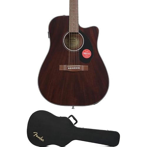 Fender CD-60SCE All Mahogany Acoustic-Electric Guitar Bundle - Includes Hard Case & Rich Natural Sound - Perfect for Beginners & Pros