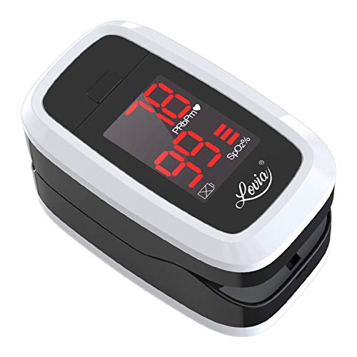 Saturimetro Ossimetro Professionale, Lovia Pulsossimetro Da Dito con Display LED per SpO2, Lettura Istantanea, Funzionamento con un Solo Pulsante