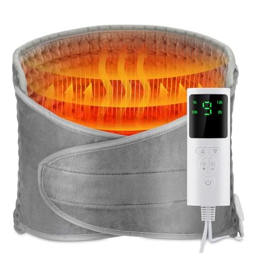 Almohadilla Eléctrica para la Espalda, 12'' x 50'' Almohadilla Lumbar para la Espalda, Cintura, Vientre, Piernas, 9 Ajustes de Temperatura, temporizador de 4, Calentamiento Rápido, Lavable, Gris
