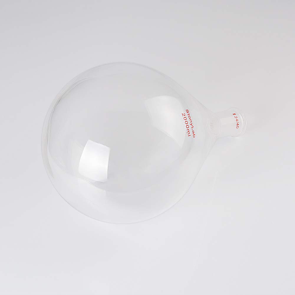 stonylab Okrągła kolba szklana, okrągła, okrągła szyjka, okrągła, okrągła, do laboratorium i szkła, 2000 ml, z przegubem zewnętrznym 24/40