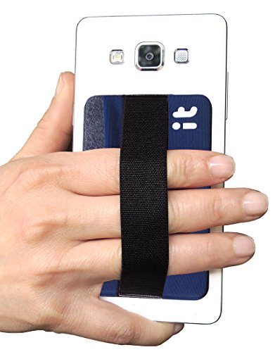 Cell Phone Credit Card Holder Stick On Wallet Case - Phone Grip - Grip go Cell Phone Holder - Grip for Phone (Blue)
