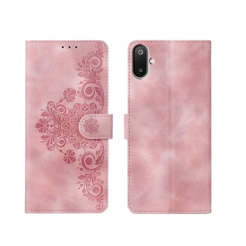Image of amazon basics Samsung Galaxy M06 5G Flip Cover | Card Pockets Wallet & Stand | Flip Cover for Samsung Galaxy M06 5G (Pink Flower)