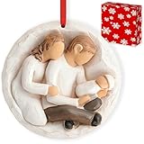 3D Babys First Christmas Ornament 2025 Boy Girl - My 1st Christmas Tree Baby Ornament 2025 for Family of 3-3D Resin Sculpture for First Time Dad Mom New Parents Gifts