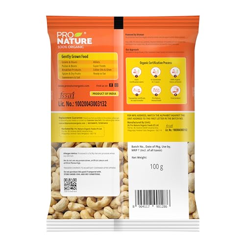 Image of Pro Nature 100% Organic Cashew Nuts, 100g (Pack of 3)
