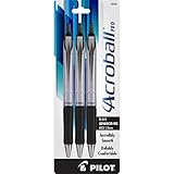 Pilot Acroball Pro Retractable Advanced Ink Ball Point Pens, Medium Point, Black Ink, 3-Pack (31920)