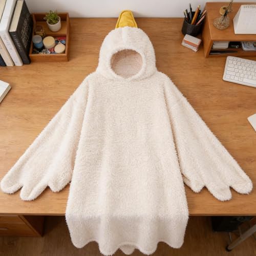 Manta con capucha portátil de ganso con mangas largas para invierno 3