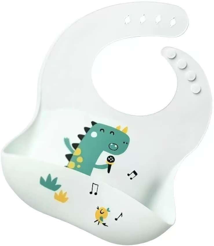 Cute Animal Design Baby Silicone Placemats, Dinosaur and Lion Pattern, White Green Orange, Non-Slip Dining Mats for Toddlers, Set of 2