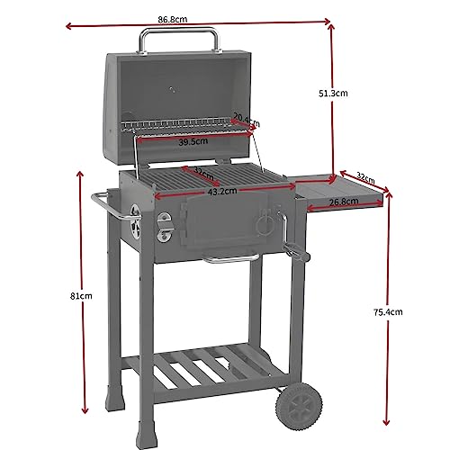 CosmoGrill Outdoor Jr. Smoker Barbecue Charcoal Portable BBQ Grill, Built-in Thermometer, Adjustable Charcoal Pan and Chimney, Wheels, Storage | Compact Coal BBQ Smoker for Home Garden Party Cooking 2 CosmoGrill Outdoor Jr. Smoker Barbecue Charcoal Portable BBQ Grill, Built-in Thermometer, Adjustable Charcoal Pan and Chimney, Wheels, Storage | Compact Coal BBQ Smoker for Home Garden Party Cooking - Image 2