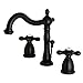 Kingston Brass KB1970AX Heritage 8" Widespread Lavatory Faucet with Brass Pop-Up, 6-1/2" in Spout Reach, Matte Black