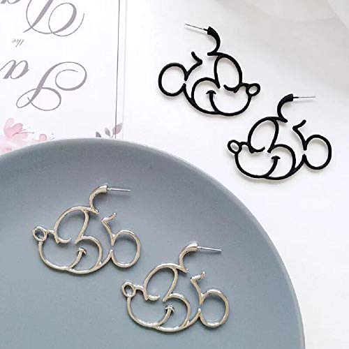Silver Plated Black Gold Hidden Mouse Drop Earrings Cute Bow Detail Women Dangle Earring Large Hoop Earrings2