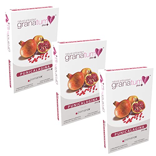 Granatum Plus - Punicalagina Plus - Complément Alimentaire - Extrait de Grenade - Supplément Antioxydant - Digestion et Métabolisme - Soin de la Peau - Produit en Espagne - 3 Boîte de 28 Comprimés