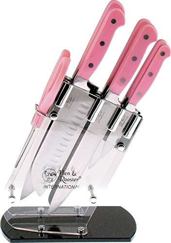 Seven Piece Set Kitchen Knife Stainless Blade Pink ABS Handle - Knife & knives for you!!!