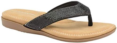 DUNLOP Womens Flip Flops New Ladies Memory Foam Toe Post Slip On Beach Sandals (UK Size 3 - EU 36 - US 6, Black)