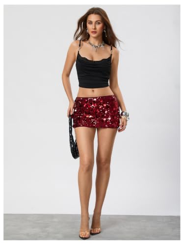 Image of Floerns Women's Sequin Low Waist Mini Skorts Night Out Skirt Shorts