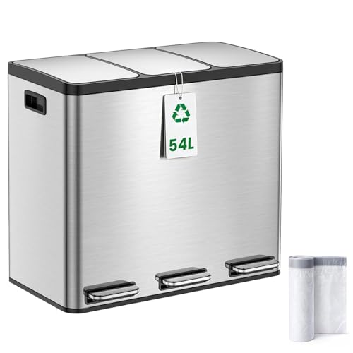 Poubelle de cuisine double 30L YEAUPE PRO en acier inoxydable avec 2 compartiments
