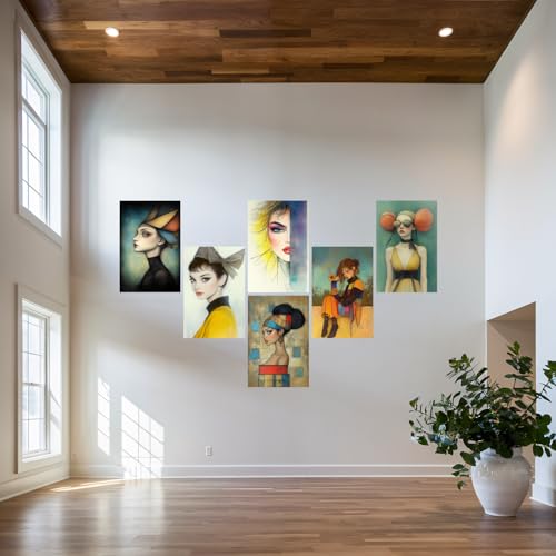 Image of SiddArtify Modern Portrait Wall Art Prints Set - Fashion Poster Decor for Living Room Bedroom Office - 12x18 inch Sticker Pack of 6