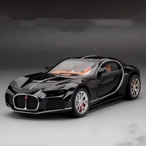 Image of Scale Exclusive Alloy Metal Pull Back | Die-cast Car Model with Sound Light Mini Auto Toy for Kids Metal Model Toy Car with Sound and Light (1.24 Scale -BUGGATI Atlantic-Black)