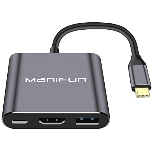 Manifun USB C to HDMI multiport Adapter, Thunderbolt 3 to HDMI 4K Port, USB 3.0 Port, USB C Power Charging Port Compatible MacBook Pro, MacBook, Samsung Galaxy S9/S10/ S20/ Note 9/Note 10/Note 20