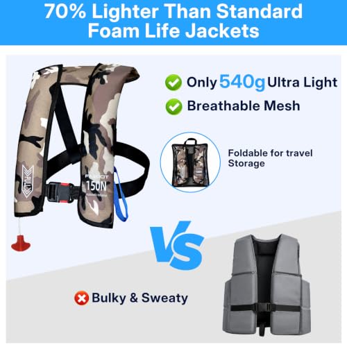 Faxpot Automatic Inflatable PFD Life Jackets for Adults, 33g CO2 Cylinder — view 2