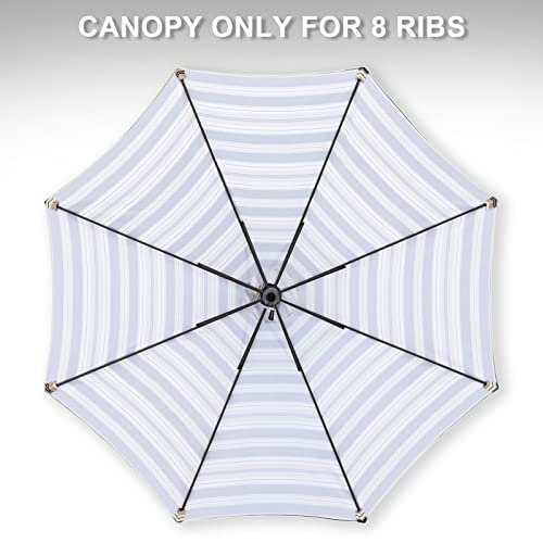 Image of MASTERCANOPY Patio Umbrella 9ft Replacement Canopy for 8 Ribs-Black Beige Stripe Canopy Only