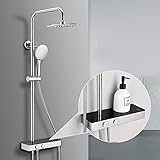Multifuncional: El estante está hecho de acero inoxidable y vidrio templado, en el que se pueden guardar artículos de tocador como gel de baño y champú.
