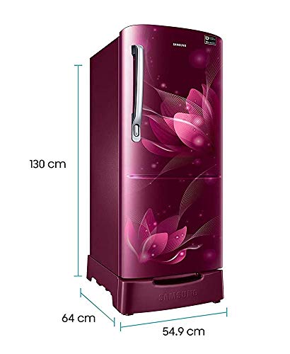 Image of Samsung 192 L 4 Star Inverter Direct Cool Single Door Refrigerator(RR20T182XR8 /HL, Blooming Saffron Red, Base Stand with Drawer)