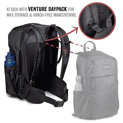 JanSport Venture Daypack &ndash; Travel Pack With Large Main Compartment, Padded Laptop Sleeve, Dual Water Bottle Pockets, and Attachment Buckles, Black