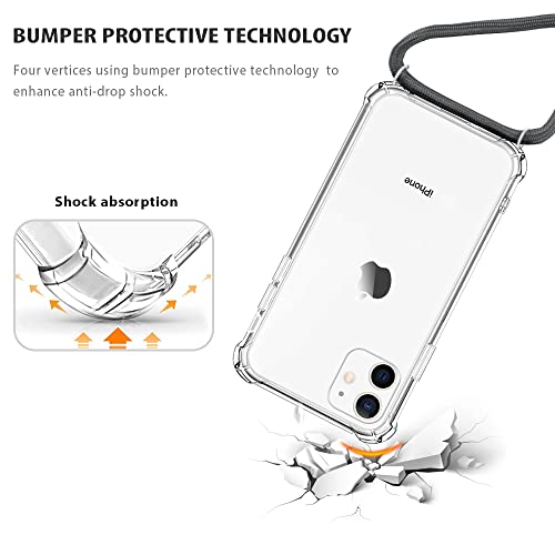 Yespure Designed For Iphone 12 Clear Case,Iphone 12 Pro Phone Case With Adjustable Neck Cord Lanyard Strap,Soft Slim Transparent Tpu Anti-Yellowing Shockproof Case With Crossbody Shoulder Strap - Gray #TOP4