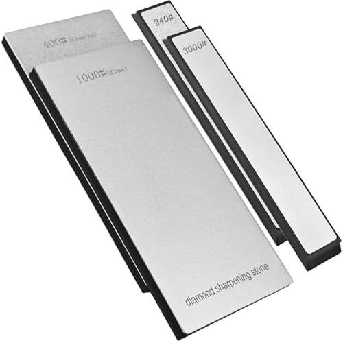 Diamond Sharpening Stone Set & Knife Sharpener, 240/400/1000/3000 Grit Coarse/Medium/Extra Fine 2 Sizes Whetstone Tool with Non-Slip Base - image 1