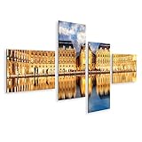 Taille: 150x80cm - 4 Panneaux islandburner Tableau sur toile Place La Bourse Bordeaux niveau d\'eau nuit France Place La Bourse Bordeaux Cadre Affiche Poster Murale Tableaux