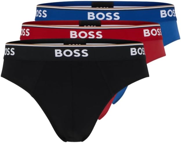 BOSS Men's 3-Pack Bold Logo Hipster Briefs