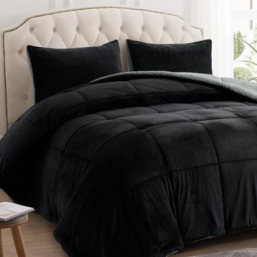 MERITLIFE Micromink Sherpa Comforter 3 Piece Bed SetQueen Comforter