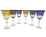6 Red/White Wine Water Crystal Glasses - 6 Colors Assortments - Roemer Service Diamant (22cl) - Klei