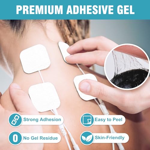 Image of 72PCS TENS Unit Pads (2 inchx2 inch), Reusable Self-Adhesive Electrodes Pads with 0.2mm Connector, Latex-Free, Hypoallergenic & Compatible with TENS /EMS