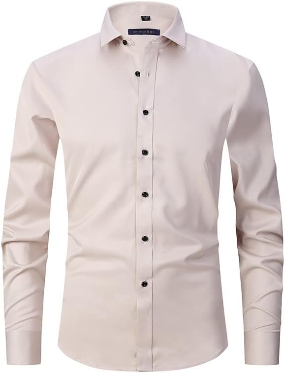 Ymosrh Men's Long Sleeve Button Down Shirts Casual Shirt Wrinkle Free Dress Shirts Up, S-XL