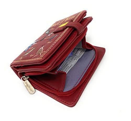 Shag Wear Book of Birds Small Wallet for Women and Teen Girls Vegan Faux Leather 4.5" Red3