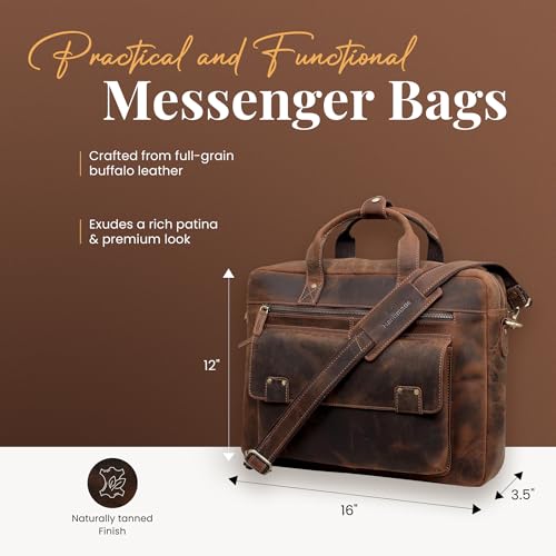 16" Leather Messenger Bag for Men Vintage Leather Laptop Bag Computer Satchel4