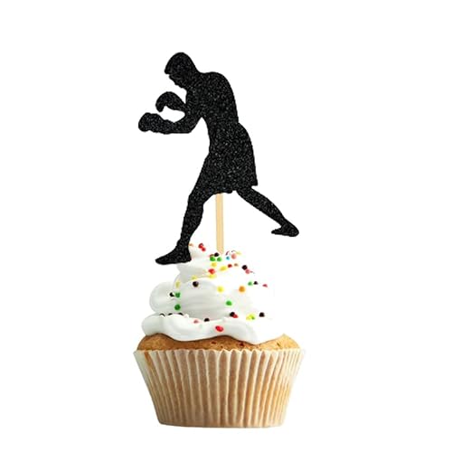 Oringaga 24PCS Boxing Ring Cakecup/Cake Topper Themed Party Decorations Pugilist Infighter Beat Glove Platform Punching Supplies Favors Sport Birthday Event - Thumbnail 4