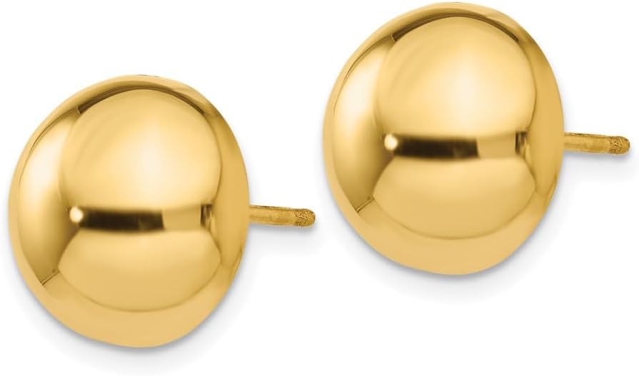14k Yellow Gold Polished 12mm Half Ball Post Stud Earrings