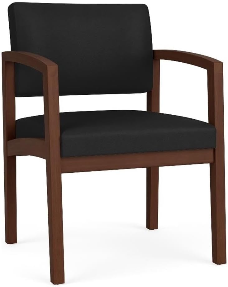 Lenox Wood Reception Waiting Room Healthcare Guest Chair/Walnut Wood/Black